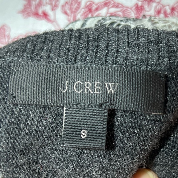 J. Crew Crewneck Lace Sweater Gray Wool Blend S - Picture 6 of 7